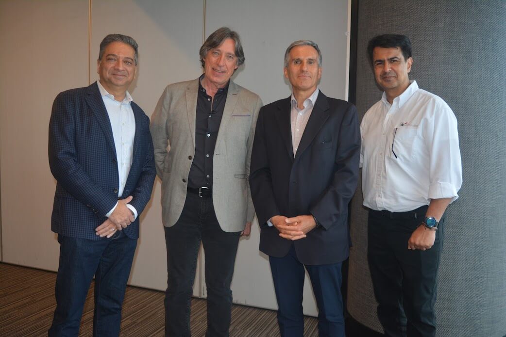Prakash Panjwani, CEO de WatchGuard; Pedro Oyarzún, CEO de Egs-Latam; Ricardo Urbina, Jefe de Seguridad de Grupo Elecmetal; Juan Amado, Director de Marketing de WatchGuard.